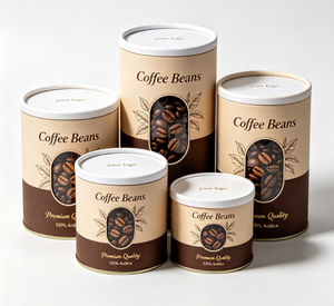 Custom Kraft Paper Tube With Clear Lid For <b>Coffee</b> Beans Recyclable Packaging Gold Foil <b>Printing</b> - Product Image 2