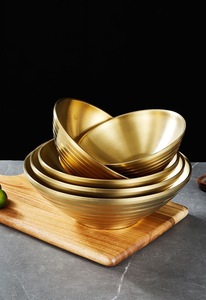 En gros, Bols à kimchi en acier inoxydable 304, Petits plateaux de service coréens à double paroi pour assaisonnements, Plats à sauce soja en métal doré - Product Image 4