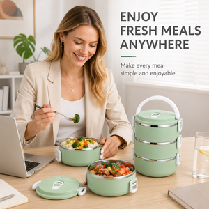 Multi-Layer Stainless Steel <b>Lunch</b> <b>Box</b> Bento <b>Box</b> Insulated Leak-Proof Portable Food Container for Kids Students Adults - Product Image 6