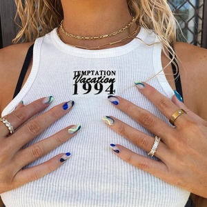 <span class=keywords><strong>Top</strong></span> <span class=keywords><strong>Canotta</strong></span> Personalizzato da Donna con Stampa, in Maglia a Costine, Sexy <span class=keywords><strong>Crop</strong></span> <span class=keywords><strong>Top</strong></span> Estivo - Product Image 2