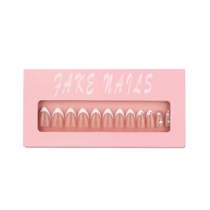 24 Piezas de <span class=keywords><strong>Uñas</strong></span> Postizas Minimalistas de Material ABS <span class=keywords><strong>en</strong></span> Estilo Francés, <span class=keywords><strong>Uñas</strong></span> Blancas con Corazones 3D, Forma de Almendra, <span class=keywords><strong>Uñas</strong></span> Artificiales - Product Image 1