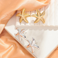 Nouvelles Boucles d'Oreilles Tendance Estivales Populaires Style Bohème Décontracté en Acrylique Étoile de Mer FS Unisexe pour Fête
