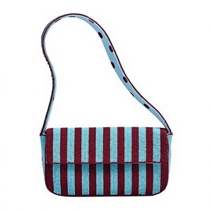 Nuevo Bolso Cuadrado Azul Bordado con Patrón de Arquitectura Griega, Bolso de Lona Moderno para Mujer, para Viajes y Uso Diario - Product Image 3