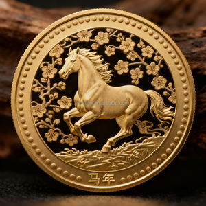 Monete Metalliche Placcate Oro e Argento con Animali Cinesi per l'Anno del Cavallo, Produzione di Fabbrica - Product Image 5