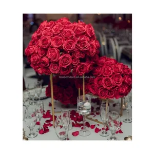 Wedding Table Decoration Artificial Flower Arrangement Red Rose Wedding Flower Ball Center Pieces