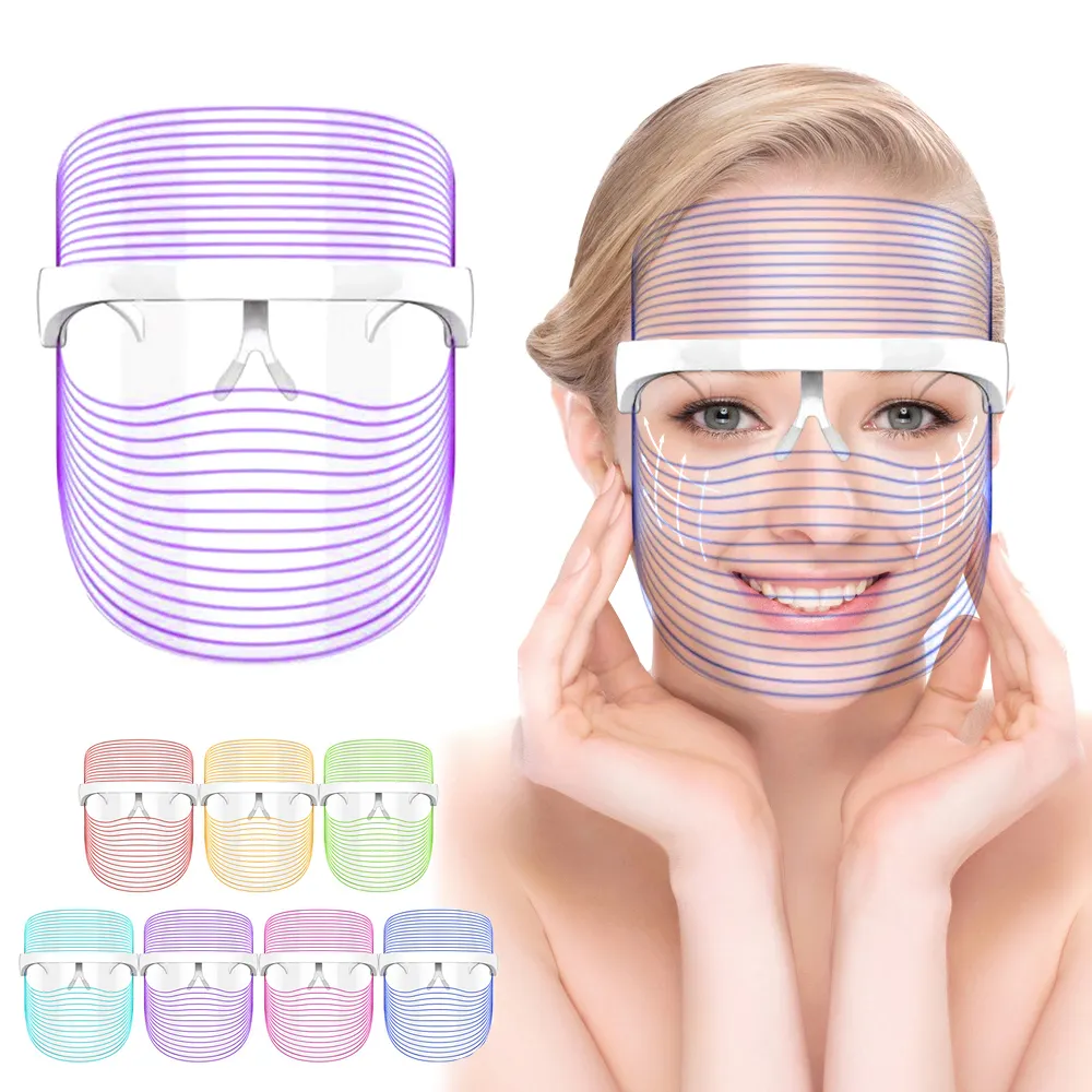 Groothandel Thuisgebruik Huidverzorging Led Masker Therapie Silicone Verjonging Elektrische Led Gezichtsmasker 7 Kleuren