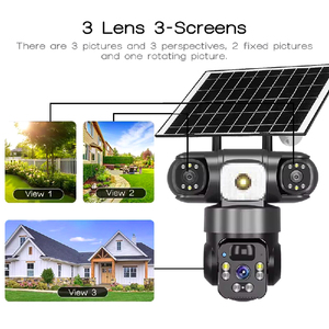 Kamera keamanan <span class=keywords><strong>CCTV</strong></span> luar ruangan tenaga surya 6MP 4G, kamera 3 lensa PTZ jalur otomatis Wi-Fi jaringan IP nirkabel CMOS sirene bawaan mikrofon HiEasy - Product Image 4
