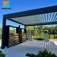 Pergola Bioclimatique Autoportante Blanche Motorisée à Lames Orientables, Toit à Lames Rétractables Élégant et Rotatif
