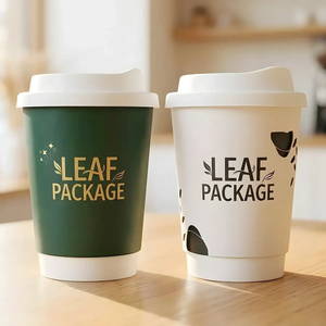 High Quality Custom Personalized Biodegradable Disposable Heat-Insulated Double Wall Paper <strong>Cup</strong> Flip Lid Coffee Dessert Shop - Product Image 2