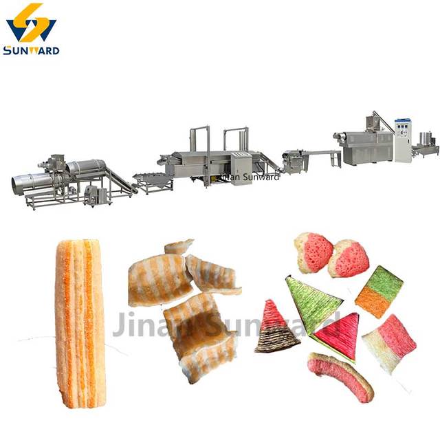 500 Kg/h Bi-colors Stainless Steel Fried Snack Extruder Fried Snack Food Machine Snack Pellet Food Truck