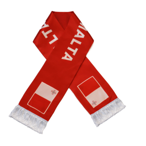 Écharpe drapeau MALTE Vente en gros de produits d'encouragement pour le football personnalisés Écharpe drapeau national pour les fans Écharpes à pompons Châle - Product Image 1