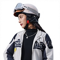 Casque de moto rétro RNG208 pour femmes, coque en ABS, ajustement réglable, utilisation toutes saisons, design personnalisé tendance Xiaohongshu