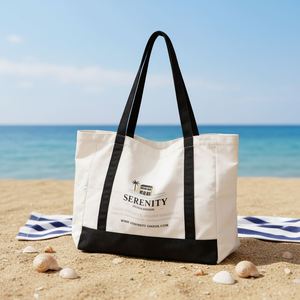Bolsa de Compras Personalizada con Laterales Completos y Base de Contraste, Bolsa de Playa Grande de Lona Resistente para Regalos Promocionales - Product Image 1