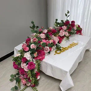 KCRF-085 Wedding DecorationArtificial Rose Strip Table Runner Flower Row Arrangement