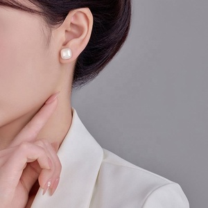 S925 Silver Needle Exquisite High-End Square <b>Pearl</b> Stud <b>Earrings</b> for Women French Niche Design Elegant Stainless Steel - Product Image 3
