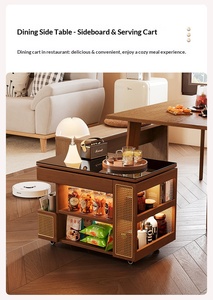 NKAHS Modern Wood Living Room <b>Cabinet</b> with Storage Shelves and Wheels for Sofa Side Use - Product Image 6