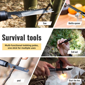 Cane Folding Survival Gear Aluminum Tactical Hiking <strong>Walking</strong> <strong>Sticks</strong> for Hiking Multi-functional Illuminated Trekking Poles - Product Image 6