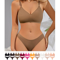 ODM Ensemble Soutien-Gorge et Culotte Femme Sans Armature, Soutien-Gorge Push-Up Sans Couture et Culotte Triangle