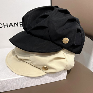 Cloud Hat <b>Beret</b> Black Women's Sunscreen Breathable Octagonal Cap For Casual Wear - Product Image 4