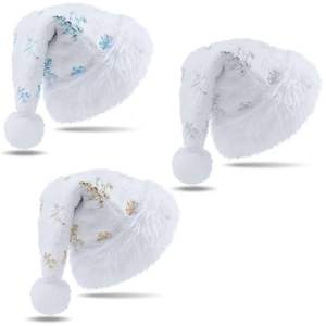 Nouveau chapeau <span class=keywords><strong>de</strong></span> Père Noël en peluche flocon <span class=keywords><strong>de</strong></span> neige brodé avec des paillettes scintillantes 100% coton Utilisation à la plage Décoration <span class=keywords><strong>de</strong></span> fête <span class=keywords><strong>de</strong></span> vacances - Product Image 1