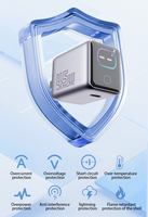 Cargador GaN Original de 45W, Carga Súper Rápida, Mini Adaptador de Viaje con Enchufe para EE. UU., Reino Unido y UE, Certificado Inteligente PD QC Multipuerto