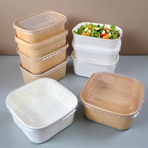 Cuenco de papel de ensalada Rectangular desechable ecológico 200 300ml cuadrado Kraft contenedor de comida para llevar cuenco de papel Rectangular - Product Image 2