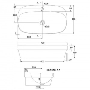 Lavabo artistico moderno Scarabeo 70a con finitura opaca pietra di granito per agriturismo e lavabo Hotel - Product Image 3