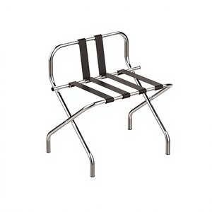 Porte-bagages pliant en acier inoxydable de couleur argentée, porte-bagages de taille et de forme personnalisées pour la maison et les hôtels - Product Image 1