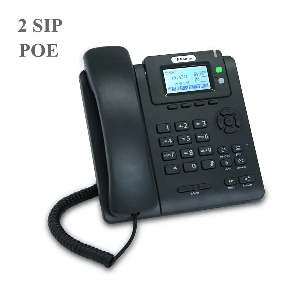 Telepon IP dengan 2 Jalur Sip SOHO Telepon VOIP SIP Mendukung POE untuk Catu Daya