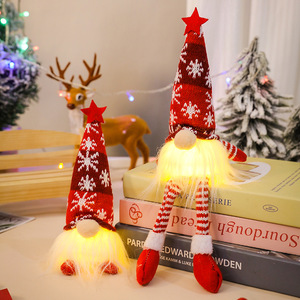 Decoraciones Navideñas, Muñeco sin Rostro con Gorro Tejido, Anciano del Bosque con Patas Largas, Decoración para Escenas Navideñas - Product Image 4