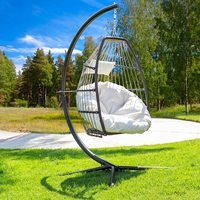 Ensemble de chaises suspendues en forme d'œuf - Hamac de jardin de loisirs et balançoire de patio, sièges suspendus d'extérieur