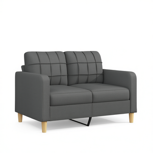 Sofá de 2 Plazas en Tela Gris Oscuro con Respaldo Acolchado, Muebles Modernos para Sala de Estar con Patas de Madera - Product Image 1
