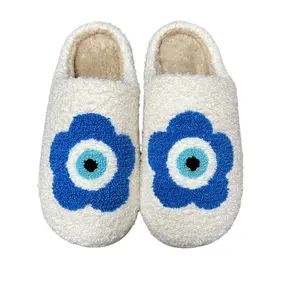 2023 new arrival Wholesale evil eye flower s winter indoor fuzzy warm furry home house cute bedroom pantoufle slippers