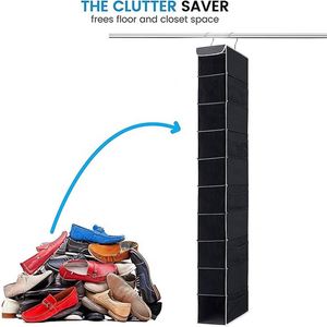 10-Shelf Hanging Closet <b>Shoe</b> Organizer with Side Mesh Pockets, <b>Space</b> <b>Saving</b> <b>Shoe</b> Holder &<b>Storage</b> Great for <b>Shoes</b> Handbags Purses - Product Image 4