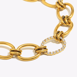 Dreamshow hecho a mano cadenas de moda collares joyería gruesa circón declaración chapado en oro collar de acero inoxidable - Product Image 2