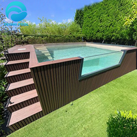 Piscine hors sol de luxe en fibre de verre de 20 pieds pour maison, villa, jardin, avec fenêtre personnalisée, terrasse en bois et spa de nage extérieur