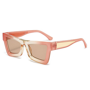Lunettes de soleil de haute qualité avec logo personnalisé surdimensionné rétro des années 90 nuances simples à la mode Street Beat Green Cat Eye - Product Image 2