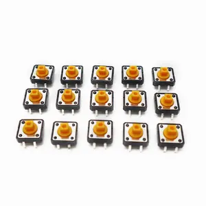 4-pin yellow 12*12*7.3mm Tactile Tact Mini Push Button Switch SMT Vertical Micro Switch Yellow Square switch