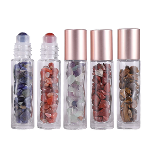 Flacon <span class=keywords><strong>de</strong></span> parfum <span class=keywords><strong>roll</strong></span>-<span class=keywords><strong>on</strong></span> <span class=keywords><strong>de</strong></span> luxe en verre <span class=keywords><strong>de</strong></span> cristal <span class=keywords><strong>de</strong></span> <span class=keywords><strong>jade</strong></span> <span class=keywords><strong>de</strong></span> 10 ml, vide, pour huiles essentielles, avec bille en <span class=keywords><strong>pierre</strong></span> et capuchon en aluminium or rose - Product Image 1