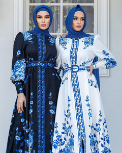 Abito da donna musulmano Maxi Abaya O collo Vintage stampa caftano linea di moda Dubai <span class=keywords><strong>turchia</strong></span> <span class=keywords><strong>abbigliamento</strong></span> Islam - Product Image 6