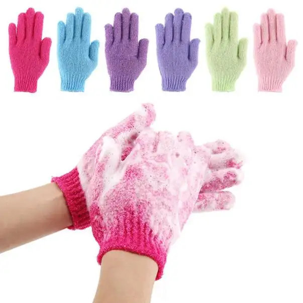 Оптовая продажа, нейлоновые пеньковые джутовые одноцветные перчатки для ванной, отшелушивающие перчатки для удаления омертвевшей кожи