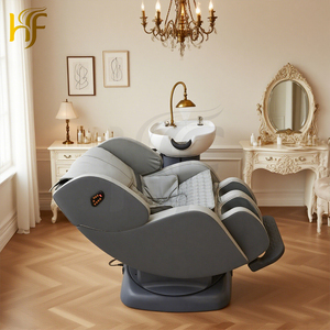 Chaise de lavage inclinable de salon de coiffure de lit de shampooing de massage de rotation de 360 ° avec la fonction complète de massage de corps - Product Image 3