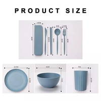 Ensemble de vaisselle en plastique réutilisable incassable vaisselle à motif de paille de blé pour le camping assiettes à dîner stockées