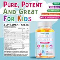 Complément alimentaire pour la croissance osseuse OEM, gommes pour la croissance en hauteur pour enfants avec calcium, vitamine D3, bonbons gommeux pour la confiance en soi, 60 unités