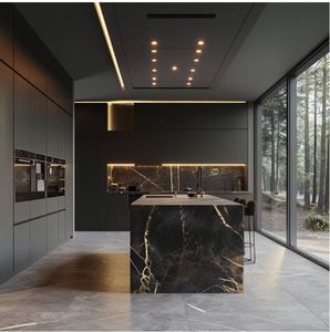 Gabinete modular negro minimalista de estilo europeo con gabinete de cocina de isla - Product Image 2