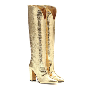 Bottes tendance à gros talon épais, hauteur des genoux, fait à la main, nouvelle collection chine, vente en gros - Product Image 4