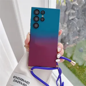 Градиентный цветной кросс-боди чехол для телефона Samsung Galaxy S23 ультра жидкий силиконовый Магнитный чехол для S22 Plus S21 S20