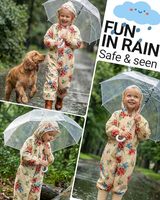 Ensemble imperméable respirant à fermeture éclair 100 % polyester imprimé floral pour bébés filles et garçons, idéal pour les jeux en extérieur (vente en gros)