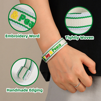 Bracelet tissé personnalisé en gros, brodé « Bonheur », bracelet en tissu personnalisé à la mode pour femme