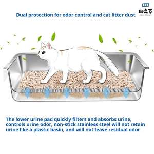 Großhandel Katzen toilette aus Edelstahl mit großer Kapazität und leicht zu reinigender Anti-Rutsch-Matte Katzen toilette - Product Image 3